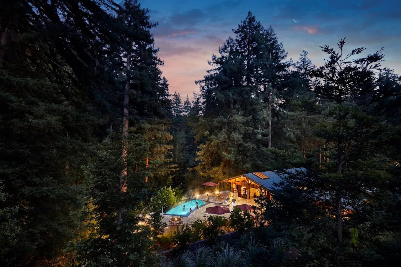 The pool at dusk