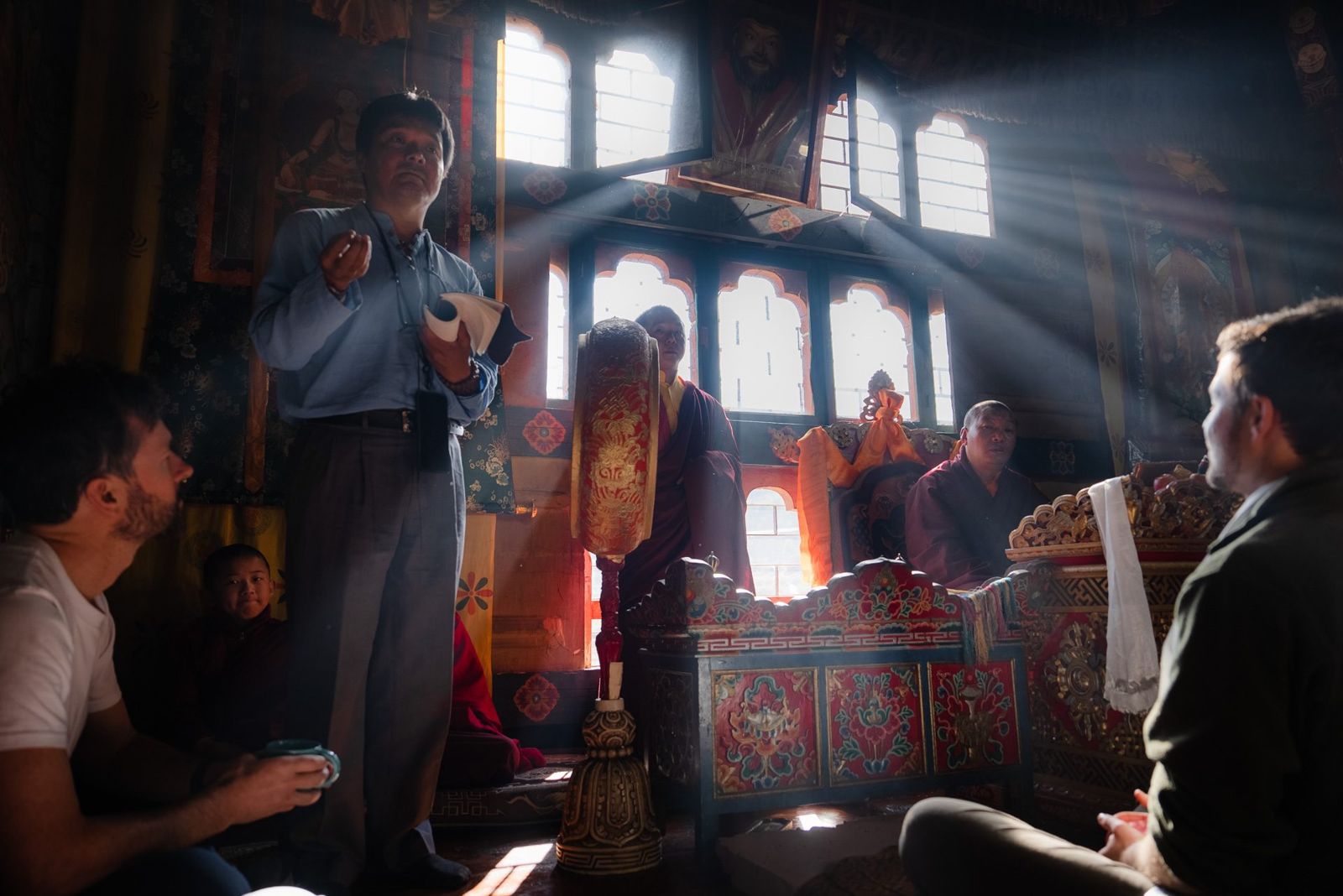 Light falling inside a Bhutanese temple