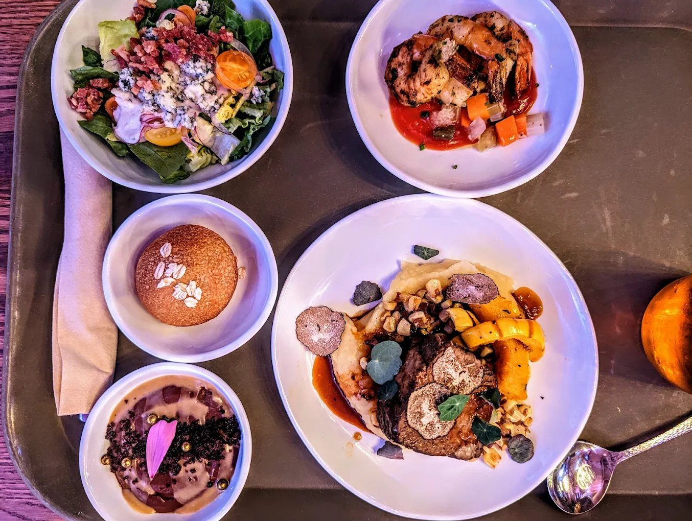 A meal prepared from the organic gardens