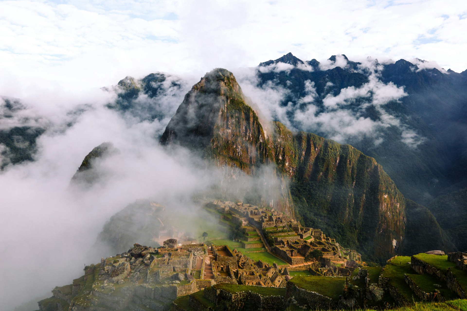 Machu Picchu emerging from the clouds