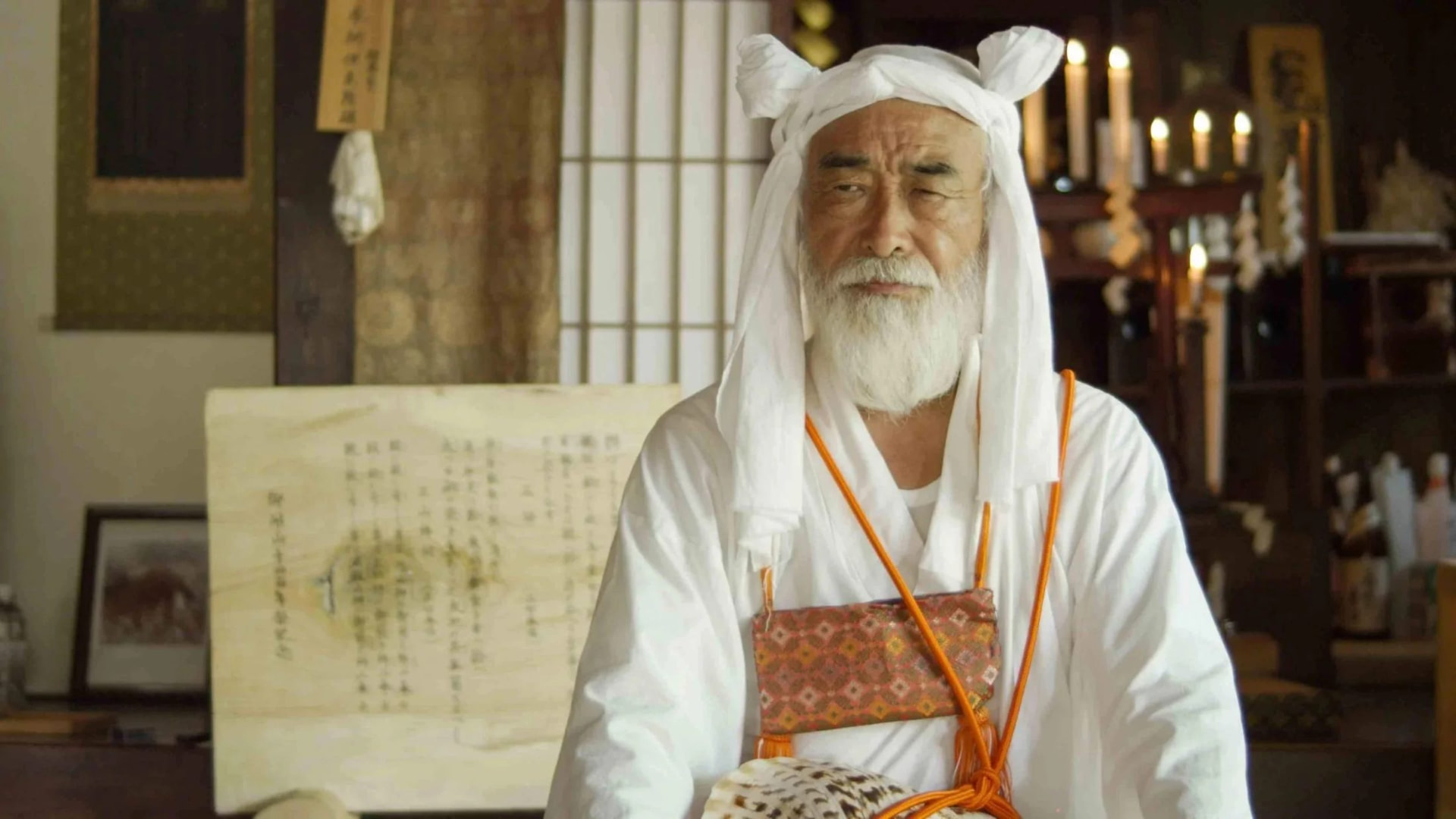 A Yamabushi master blowing the horagai conch