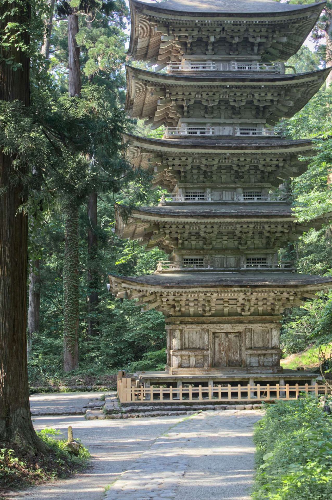 The five-storied pagoda among the cedars of Mount Haguro