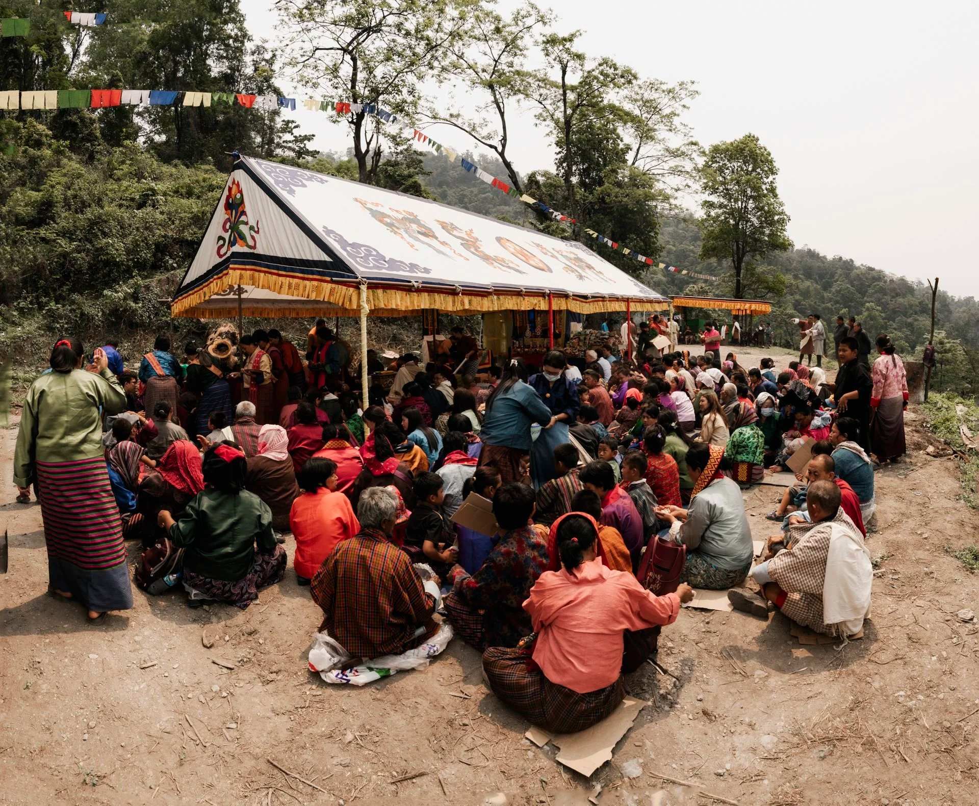 Villagers celebrating the new temple in Rukha
